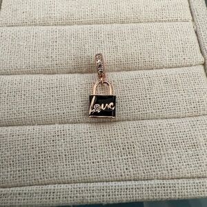 Pandora RETIRED 14K Rose Love Padlock Dangle Retired